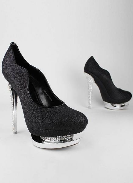 Sapato Importado Glitter/Strass - Preto